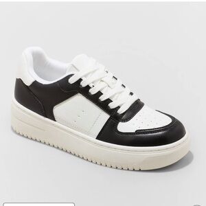 Wild Fable Women’s “Lola” Lace-Up Sneakers, Faux Leather, Memory Foam, Size 7